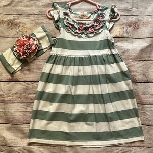 EUC Sz. 4 Matilda Jane Happy and Free Beachcomber Striped Knit Dress w/headband